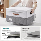PRANDOM Storage Bins with Lids [3-Pack] Linen Fabric Foldable Storage Boxes Organizer Containers Baskets Cube with Cover for 