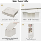 GRANNY SAYS Hanging Closet Organizer with Drawers, 6 Shelf Dividers Closet Hanging Organizer, Portable Foldable Hanging Shelv