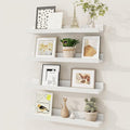 Fun Memories Picture Ledge Shelf, Solid Pine Wood Floating Shelves Set of 4, 16 Inches Nursery Book Shelves for Toys Storage,