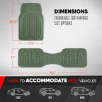 Motor Trend FlexTough LITE Rubber Car Mats Full Set - All Weather Floor Mats for Trucks, Cars & SUVs - Automotive Waterproof Green Car Floor Mats for Cars Interior Accessories Universal Trim-to-Fit