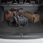 CAR PASS Floor Mats for Cars M-L Size, Heavy Duty Rubber Floor Mats with Trunk Cargo Liner, Universal Trim-to Fit Automotive Floor mats for Truck Van SUV Waterproof All Weather Car Mats Solid Black