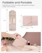 BAGSMART Travel Jewelry Organizer Case Foldable Jewelry Roll for Journey Rings, Necklaces, Earrings, Bracelets,Mini,Light Pin