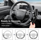 3-Piece Carbon Fiber Steering Wheel Cover for Ford Mustang Mach-E 2021-2026, Custom Fit Clip-On Quick Installation Ultra-Thin Interior Car Accessories for Men Women(Gloss Black)