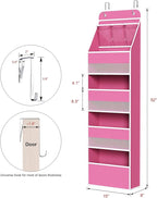 Univivi 5-Shelf Fabric Door Storage Over Door Hanging Organizer with 4 Large Pockets and 3 Small PVC Pockets Nursery Closet C