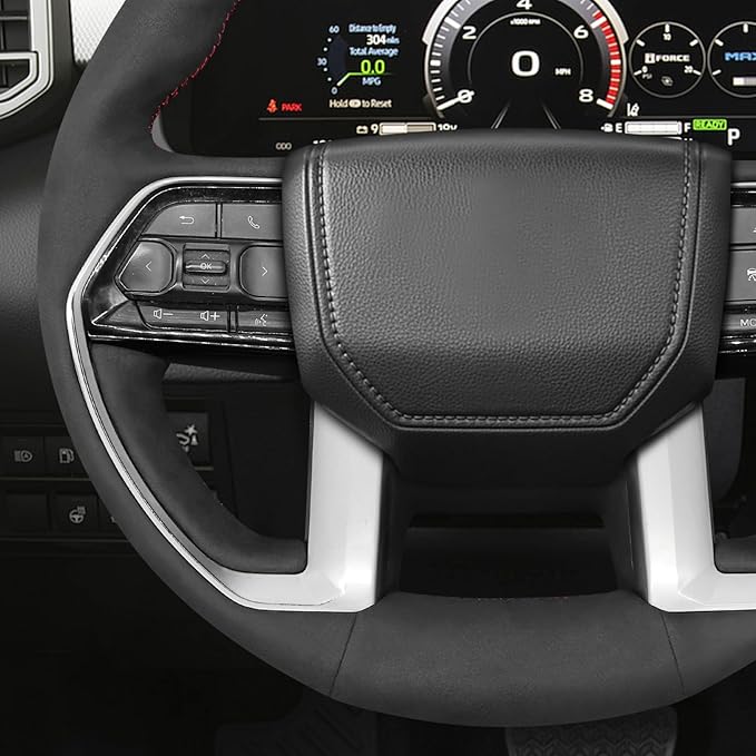 MEWANT DIY Steering Wheel Cover for Toyota Tacoma 2024 / Tundra 2022-2024 / Sequoia 2023-2024 Made of Black Suede