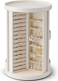Vlando 360°Rotating Jewelry Box,Earring Organizer Large Vertical Jewelry Organizer with 6 Necklace Hooks, Open Ring Display S