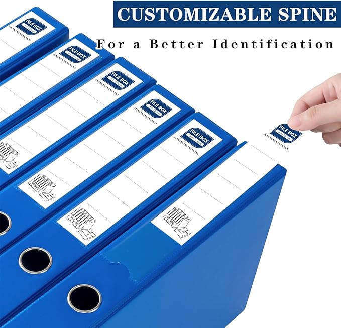 Storage File Boxes 6 Pack, Foldable File Boxes with Lid, 50mm Spine, Archives Cases with Magnetic Closure & Clip, Plastic Doc