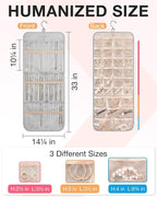 BAGSMART Hanging Jewelry Organizer Storage Roll with Hanger Metal Hooks Double-Sided Jewelry Holder for Earrings, Necklaces, 