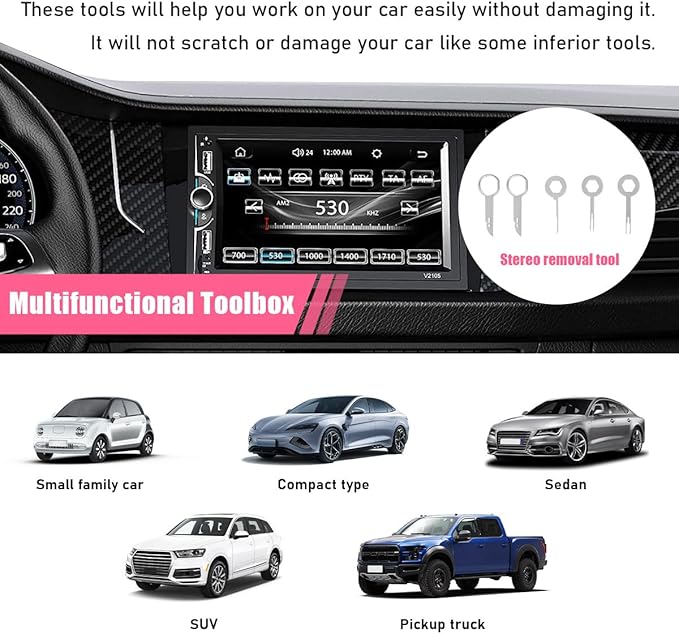 19PCS Trim Removal Tool Set, Car Panel Door Audio Trim Removal Tool Kit, Plastic Pry Tool Kit for Car Panel Dash Door Audio w