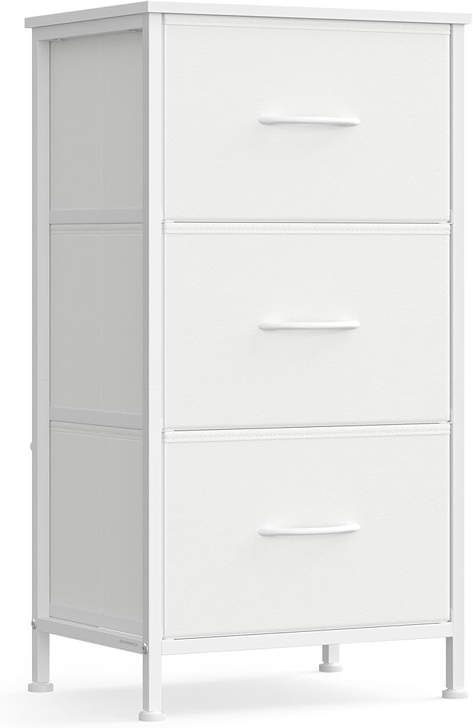 SONGMICS Dresser for Bedroom, Chest of Drawers, Steel, MDF, 3 Non-Woven Fabric Drawers, Storage Organizer Unit, Closet, Entry