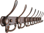 Dseap Coat Rack Wall Mount - 29.5” Long 8-Tri-Hooks Heavy Duty Coat Hanger Rail Wall Hooks for Hanging Coats Hats Clothing Cl