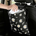 Daisy Flower Car Trash Bag - Waterproof Car Trash Bag Hanging Leakproof Car Garbage Bag - Washable Reusable Trash Bag for Car Interior Hanging Organizer Storage Vehicle Travelling Camping
