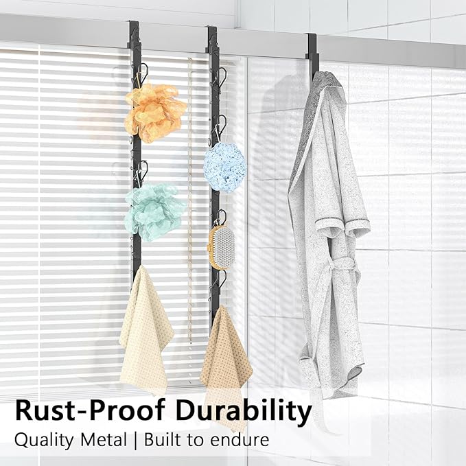 TOMIR Over The Door Hooks 3 Pack, Door Coat & Bag Hanger, Over The Door Purse Organizer, Clothes Hanger, and Towel Holder, No