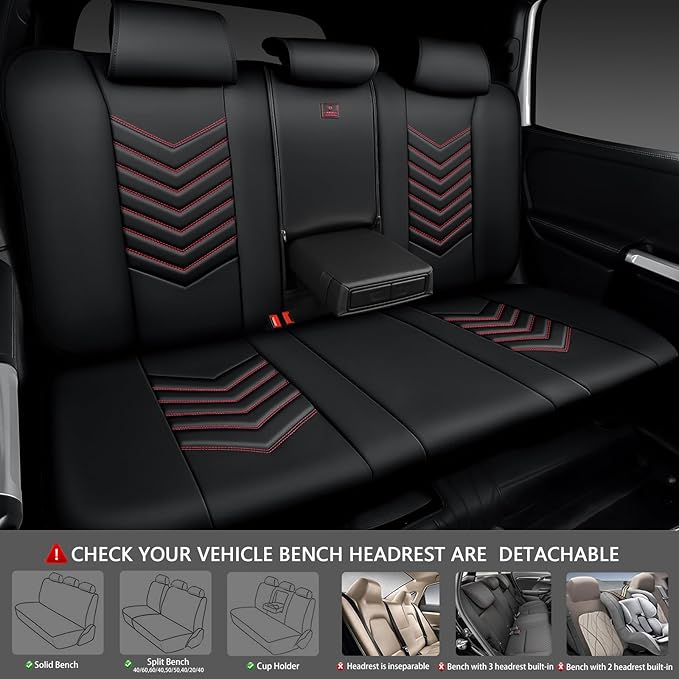 CAR PASS 3D Foam Faux Leather Car Seat Covers Full Set, Red Waterproof Leather Seat Cover for Cars,Luxury Universal Fit for S