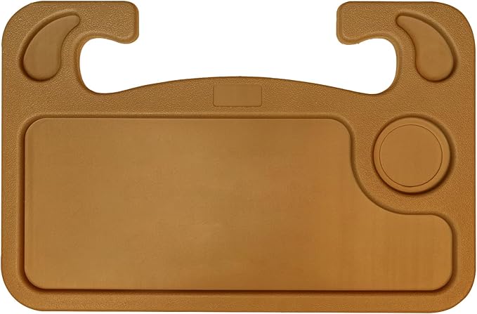 lebogner Steering Wheel Tray, Car Tray for Eating, Hook On Steering Wheel Desk for Food, Laptop and Car Accessories, Car Road Trip Must Haves Gadgets Car Table (Brown)