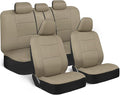 BDK PolyPro Car Seat Covers Full Set in Solid Beige, Front and Rear Split Bench Seat Covers for Cars, Easy to Install Car Sea