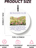 Purple Christian Round Car Air Freshener 4 Pcs, Coquette Pouple Bow Religious Hanging Air Freshener for Cars Closet Drawer Bo