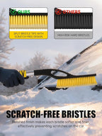 MIKKUPPA 27'' Snow Brush and Ice Scrapers for Car Windshield - Detachable Windshield Scraper, Snow Removal Tool with Ergonomic Foam Grip for Cars, Trucks, SUVs (Yellow, 2 Pack)