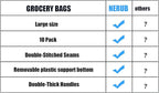 NERUB Set of 10 Reusable Grocery Bags Heavy Duty Shopping Bags Large Grocery Totes with Reinforced Bottom Super Sturdy Handles, Green