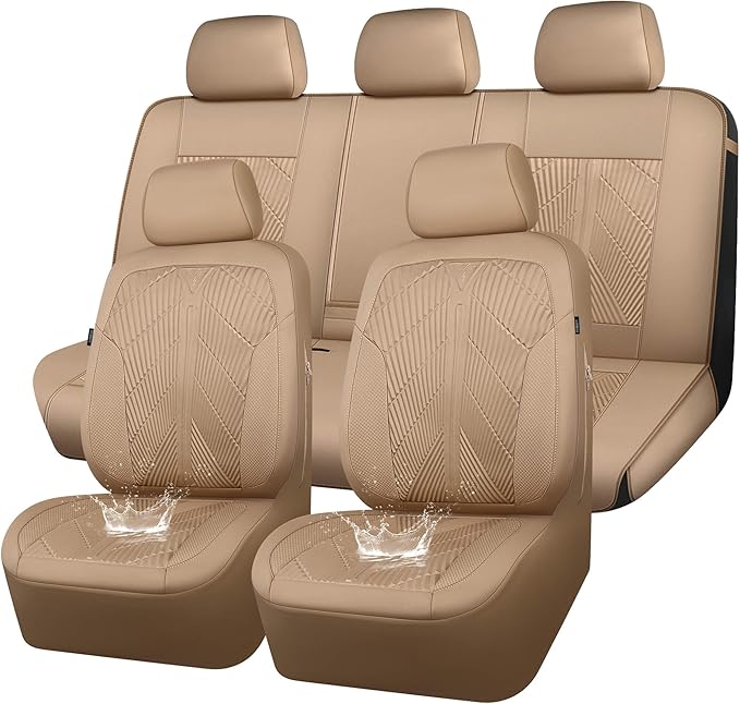 CAR PASS Waterproof Car seat Covers Full Sets Neoprene Wetsuit, All-Weather Non-Slip Durable, Universal Fit for SUV Sedans Tr
