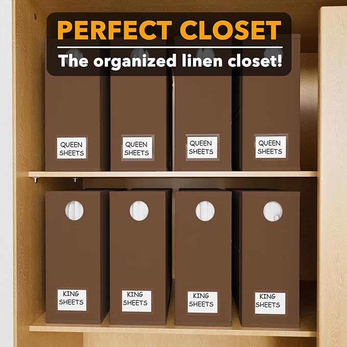 SpaceAid 8 Pack Bed Sheet Organizers and Storage, Foldable Linen Closet Organizer, Set Folder Keeper With Window XL (Queen & 