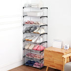 Small Shoe Rack, Narrow Stackable Shoe Shelf Organizer for Entryway, Doorway and Bedroom Closet (4-Tier, Black)
