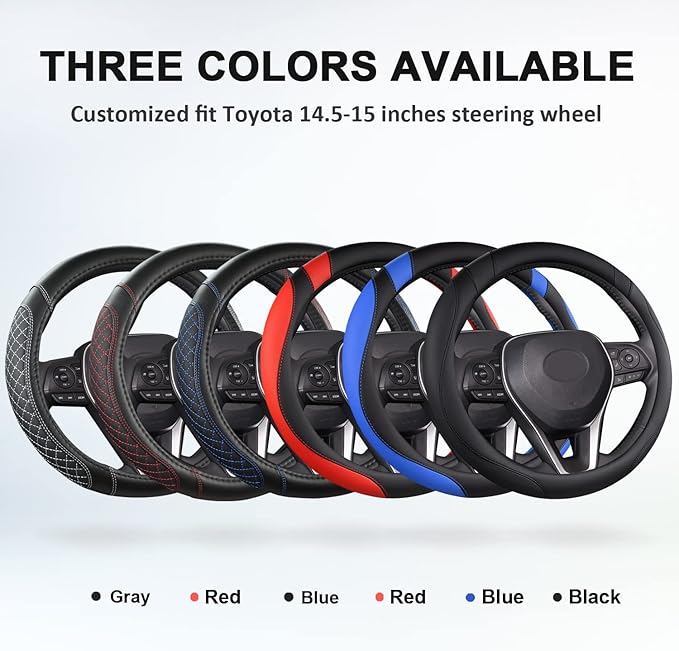 West Llama Customized Auto Car Steering Wheel Cover for Toyota Rav4 Corolla Camry Highlander (Black+Red)