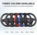 West Llama Customized Auto Car Steering Wheel Cover for Toyota Rav4 Corolla Camry Highlander (Black+Red)