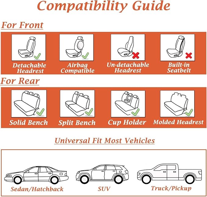 Coverado Seat Covers, Car Seat Covers Front Seats, Car Seat Cover, Car Seat Protector Waterproof, Car Seat Cushion Nappa Leat