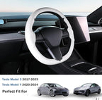 Steering Wheel Cover for 2017-2023 Tesla Model 3 2020-2024 Tesla Model Y, Carbon Fiber Steering Wheel Cover for Tesla Model 3/Y Accessories, Matte White