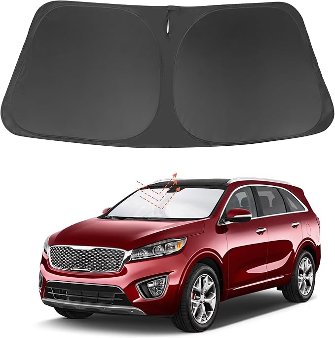 Front Windshield Sun Shade Foldable Car Front Window Sun Shade Windshield Shade Custom Fit for 2016-2020 Kia Sorento Block UV Rays Accessories Heat Keep Cooler