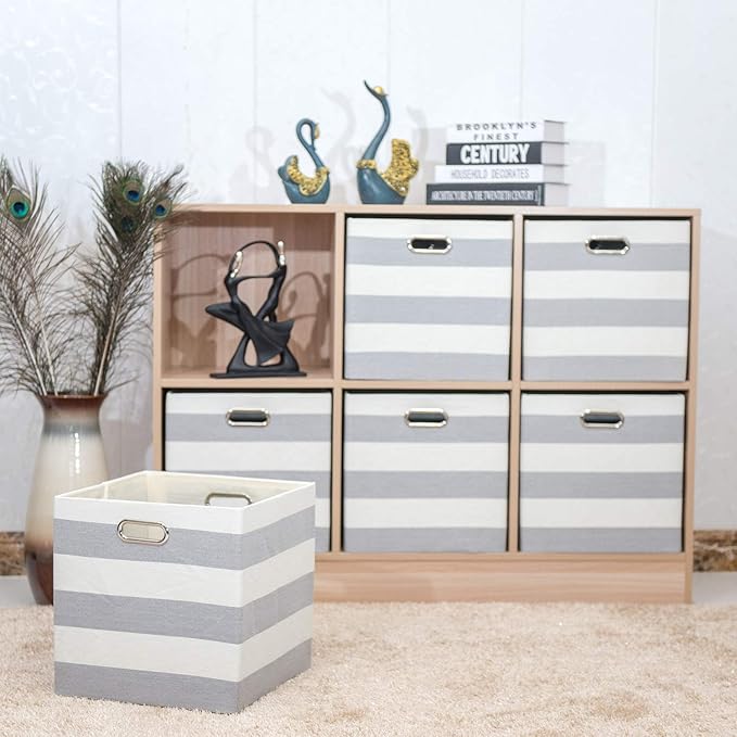 Posprica 3X Thicker Storage Bins Storage Cubes, 13×13 Fabric Storage Boxes Foldable Baskets Containers Drawers for Nurseries,