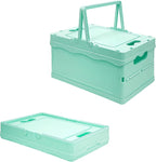 Tixill Small Collapsible Storage Crates, Foldable Plastic Baskets with Lids and Handles for Organizing, Mini Stackable Bins f