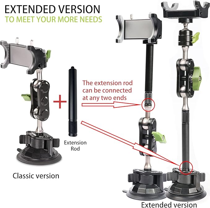 leepiya Phone Mount for car, 360° Adjustable Dashboard Windshield Car Phone Holder Mount, Ultra-Durable Metal,car Mount for Camera vlogging, Car Phone Mount for iPhone Samsung All Smartphones