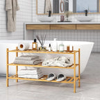 Long Shoe Rack, 3-Tier Bamboo Stackable Shoe Shelf Storage Organizer, Shoe Stand for Closet, Entryway and Hallway