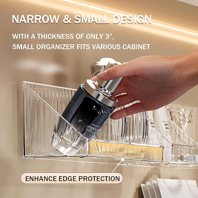 MORNITE 6 Pcs Medicine Cabinet Tray Organizer, Bathroom Vanity Toilet Cabinet Inside Shelves Storage Holder for Skincare Perf