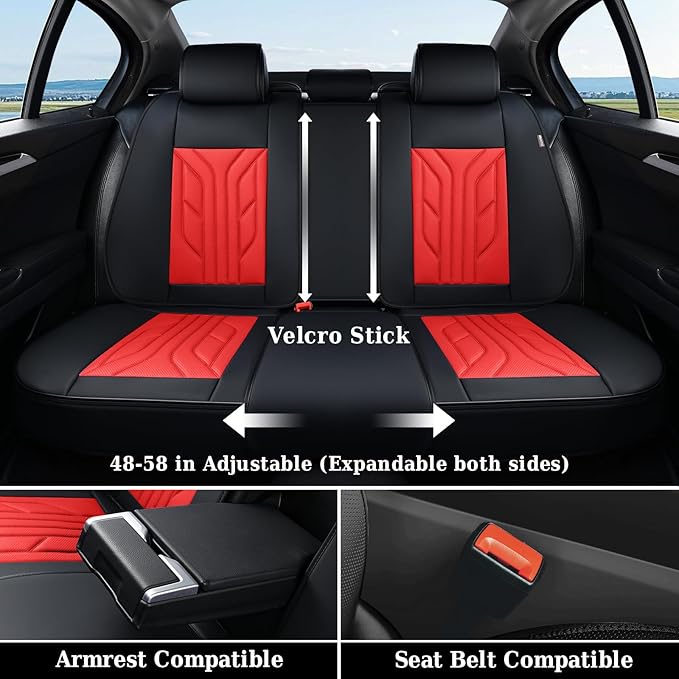 Coverado Car Seat Covers Full Set, Automotive Seat Covers Car Seat Protector Car Seat Cushion, Waterproof Leather Seat Covers