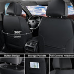 Coverado Car Seat Covers Full Set, Seat Covers for Cars, Black Car Seat Cover, Nappa Leather Car Seat Cushion, Car Seat Prote