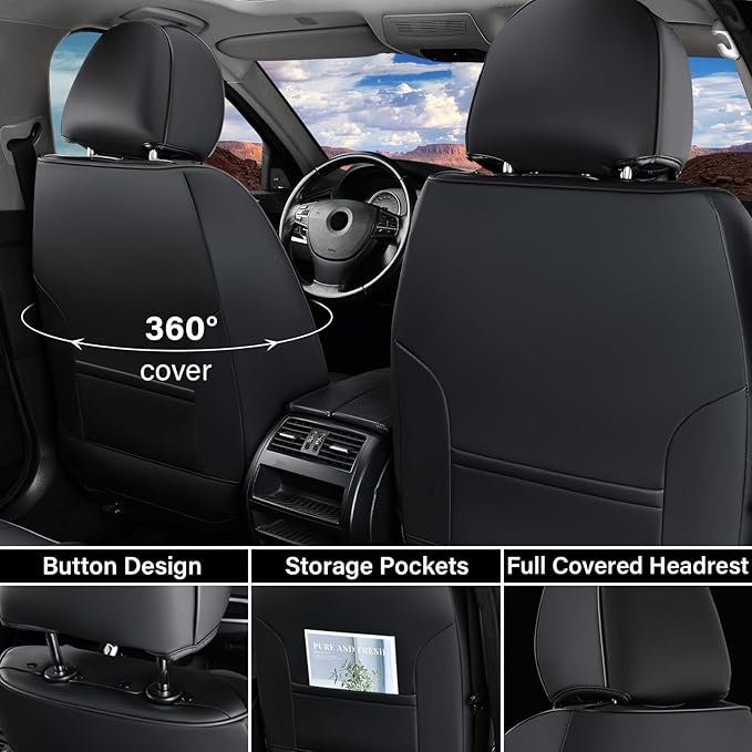 Coverado Seat Covers, Car Seat Covers Front Seats, Car Seat Cover, Car Seat Protector Waterproof, Car Seat Cushion Nappa Leat