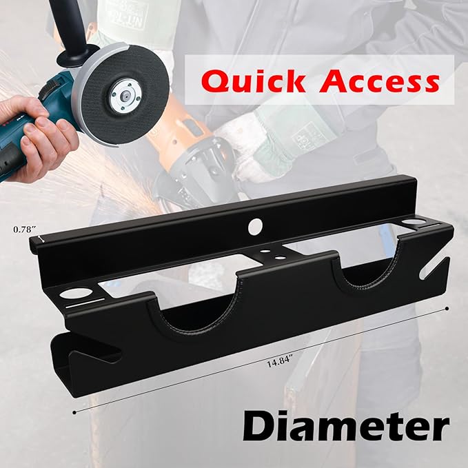 MUTUACTOR Power Tool Organizer,Heavy Duty 2 Bay Angle Grinder Stand Storage Rack,Quick Access Angle Grinder Rack,Anti-slip Po