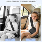 Kids Seat Belt Cover Pads, Universal Seat Belt Adjuster for Kids, HNHUAMING Kid's Shoulder & Belly Protective Padding for Travel, Soft Breathable Car Seat Straps Pads for Children, Black