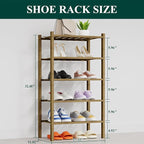 Smiry Shoe Rack, 5 Tier Thick Small Bamboo Shoe Organizer, Stackable Free Standing Wooden Shoe Storage Shelf for Closet, Entr
