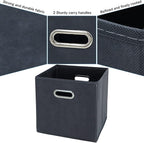 Black Fabric Cubby Storage Bins,13x13x13 Inches ,Cube Organizer Bin Foldable Storage Boxes with Dual Handles Fabric Organizer