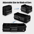 LIBZAKI Oversize 4 in 1 Car Trunk Storage Organizer, Multi Compartment Collapsible Trunk Storage Box with Cooler Bag for Car