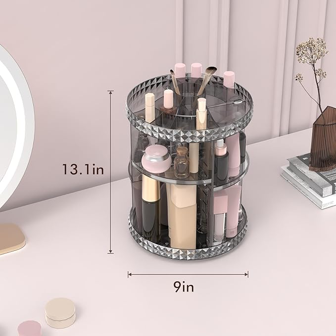 Rotating Makeup Organizer, 360° Spinning Skincare Organizers, Adjustable Layer Cosmetic Storage Lazy Susan Makeup Organizers 