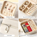ZPROW Travel Jewelry Case, Mini Portable Jewelry Travel Boxes, Small Jewelry Organizer for Rings, Earrings, Pendants, Watches