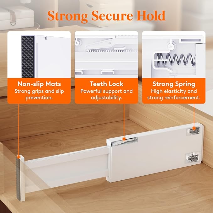 Lifewit 8" High 4 Pack Deep Drawer Dividers, 13.8-22.5" Adjustable Drawer Divider for Clothes with 8 Pack Drawer Dividers 4" 