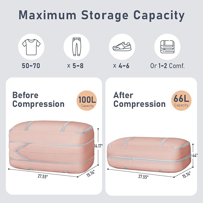 DIMJ Large Comforter Storage Bag with Handls, 100L Washable Blanket Storage, Compression Packing Totes Moving Bags With Zippe