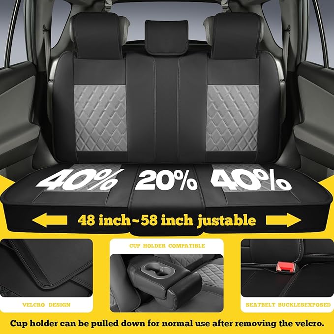 LINGVIDO Car Seat Covers Full Set (5 Seats) - Premium Perforated Nappa Leather, Waterproof Shield, Omni-Adapt Fit SUVs Sedans