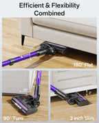 Cordless Vacuum Cleaner, 8-in-1 Cordless Stick Vacuum Cleaner with 3 Suction Modes, Up to 45mins Runtime, Rechargeable, Self-